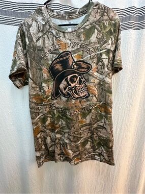 Camouflage Skull Graphic Short Sleeve Slim Tee